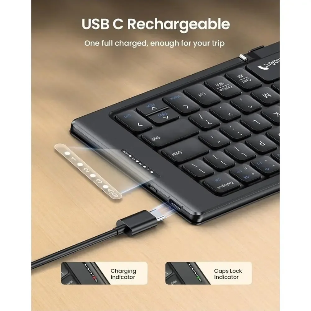 ProtoArc XK04 Foldable Bluetooth Keyboard 3-Device Phone Tablet Black